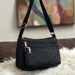 🆕️ Simple Black Shoulder Nylon Lightweight Crossbody Bag with Adjustable Strap